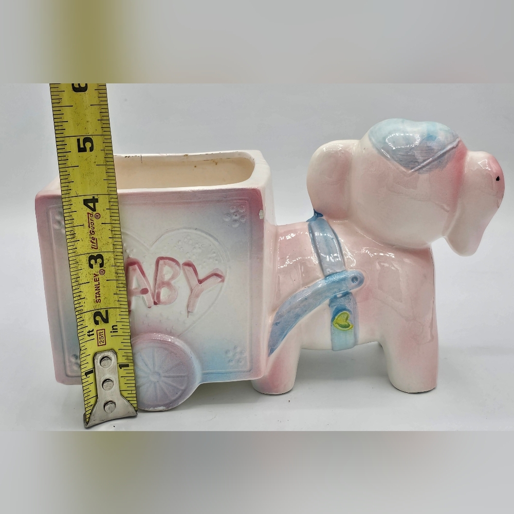 Vintage Ceramic baby Pink and Blue Elephant Planter - Picture 5 of 6